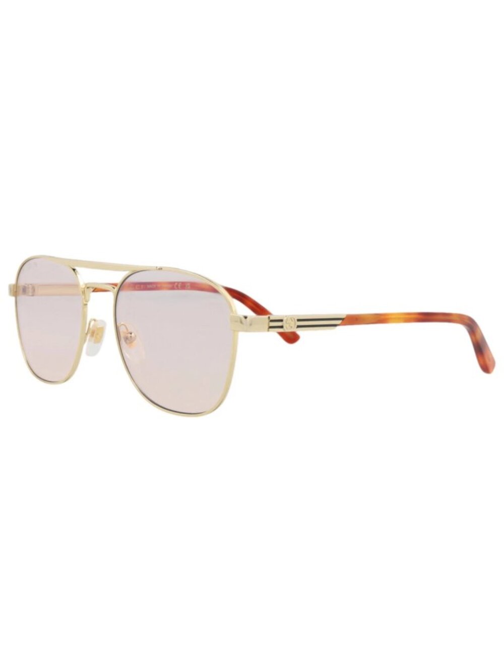 New Gucci Women's Sunglasses Aviator Metal Frame Mens Gold Havana Transparent